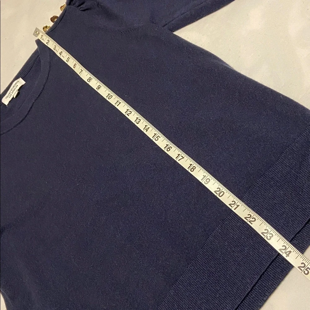 Velvet Heart LA Navy Blue Sweater with Gold plated buttons balloon sleeves XL